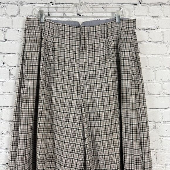 Free People Plaid Wide Leg Pants - Black and White - Picture 4 of 12